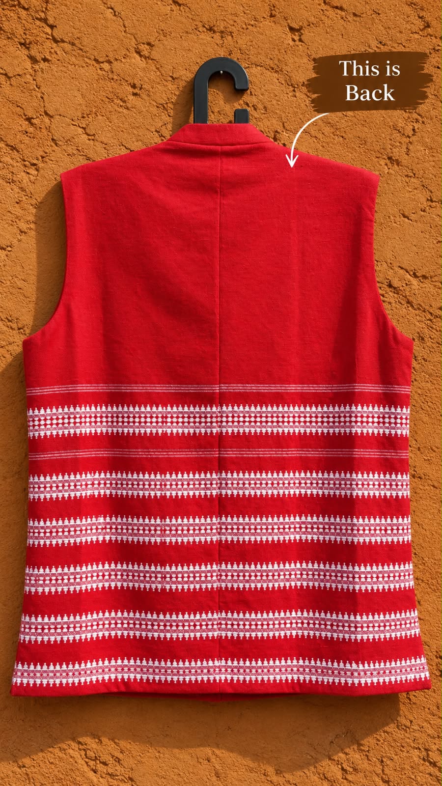 Red Handloom Paṭṭa Bandi | Natural Thread Embroidery | Jharkhand Handloom Waistcoat